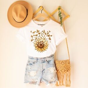 White Sunflower Graphic T-Shirt